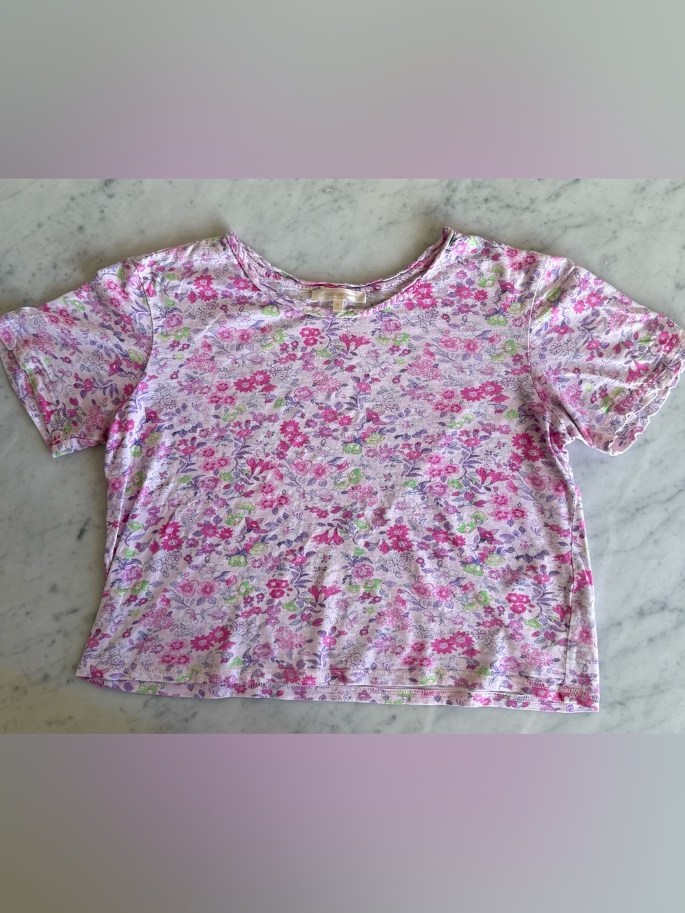 Gently worn LoveShackFancy Distressed Calix Tee in Floral size XS